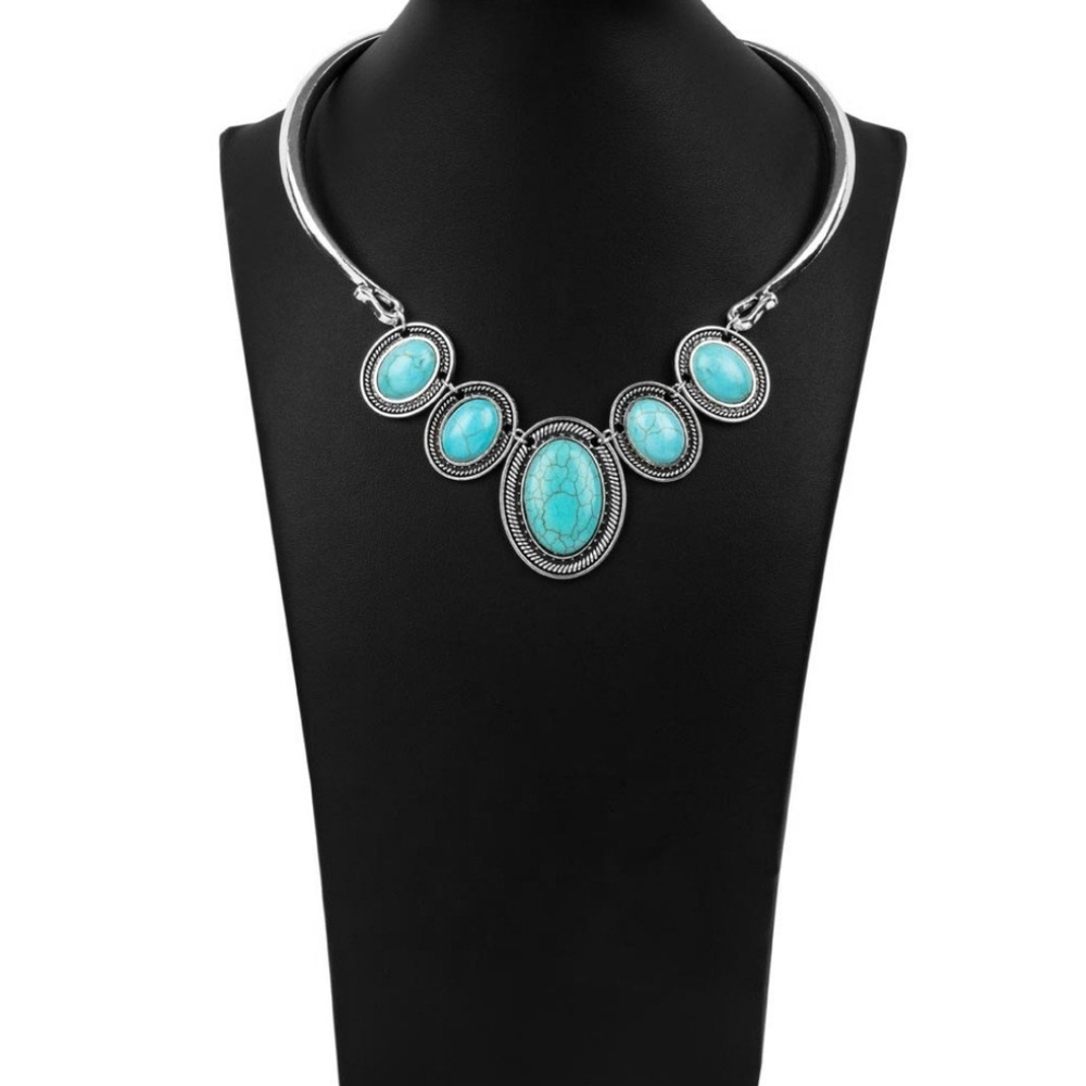 Paparazzi Silver Necklace with Turquoise Accents River Ride Western Fashion